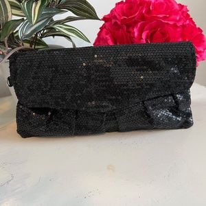 Sequined Clutch purse - black